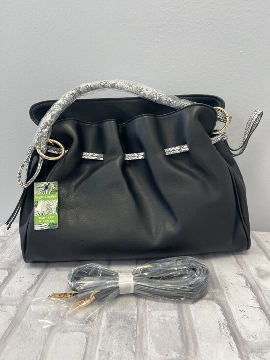 Badgley Mischka Handbags - Badgley Mischka Vegan Leather Satchel Crossbody w/ Snake Print Handle - NWT